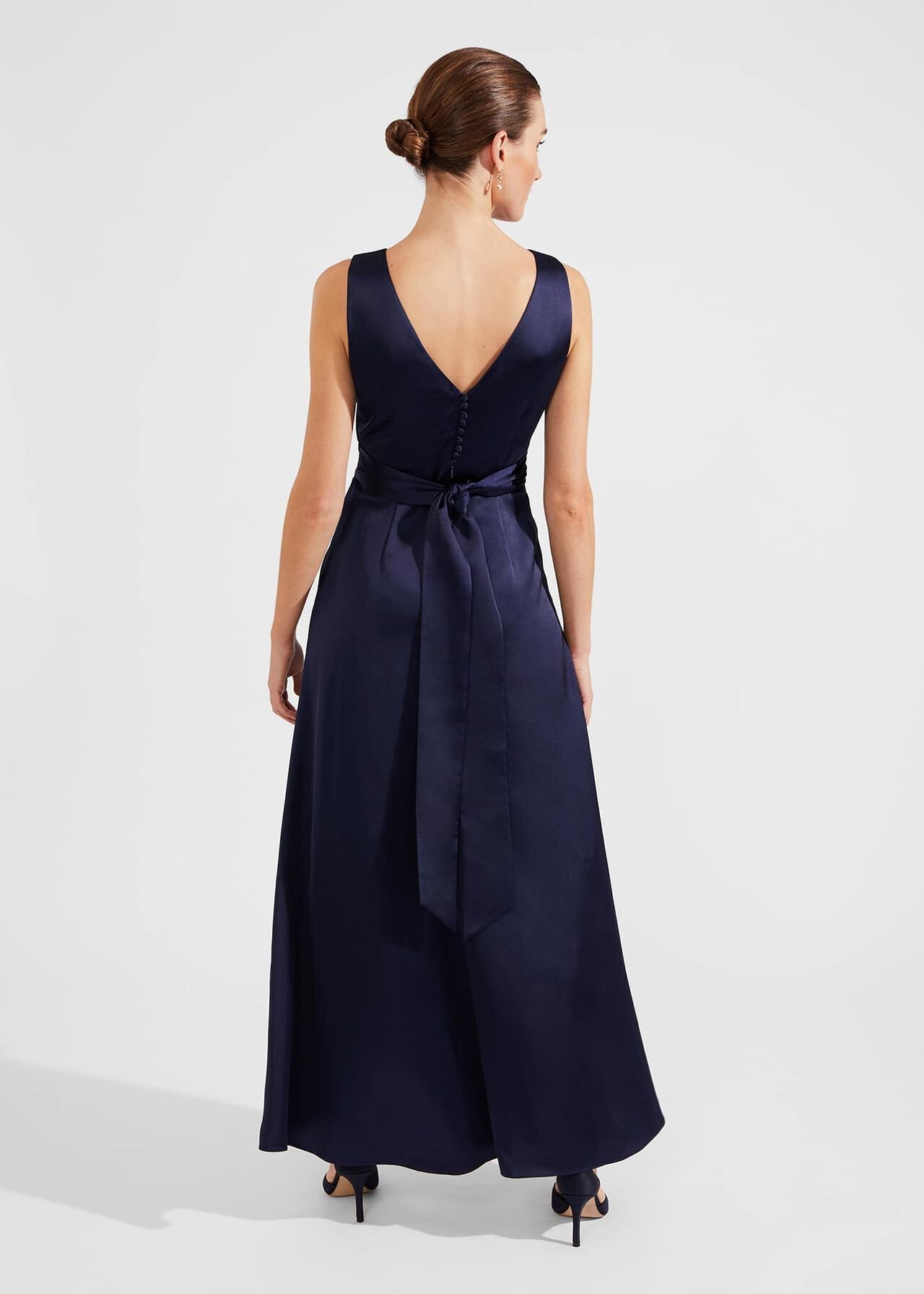 Jemma Satin Maxi Dress, Midnight Navy, hi-res