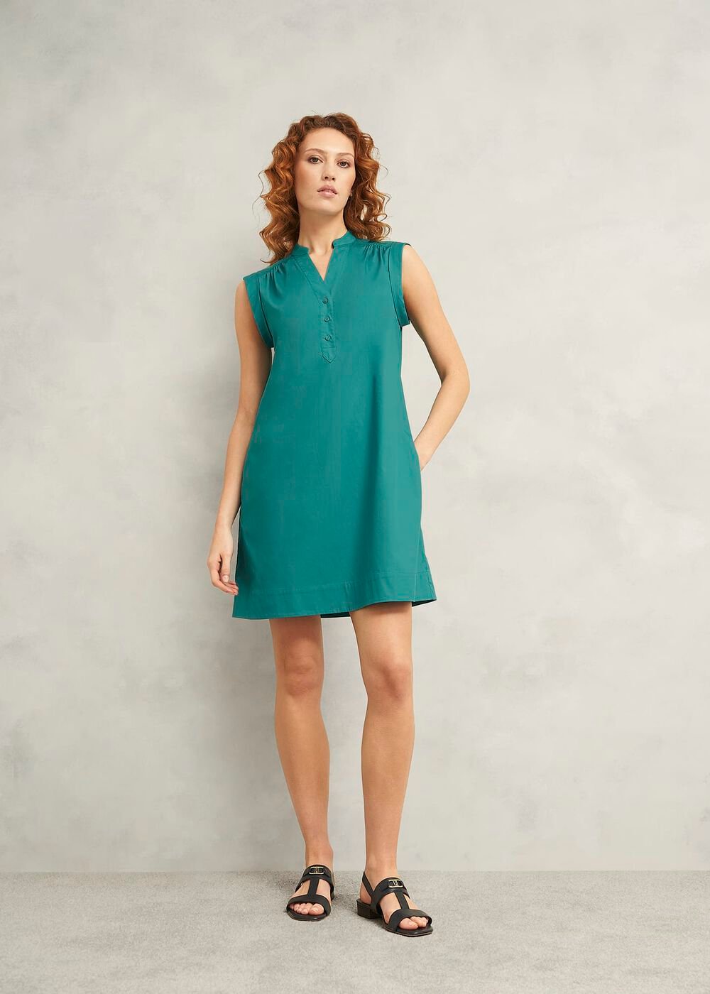 Skye Cotton Dress, Myrtle Green, hi-res