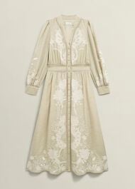 Frida Embroidered Dress, Beige, hi-res