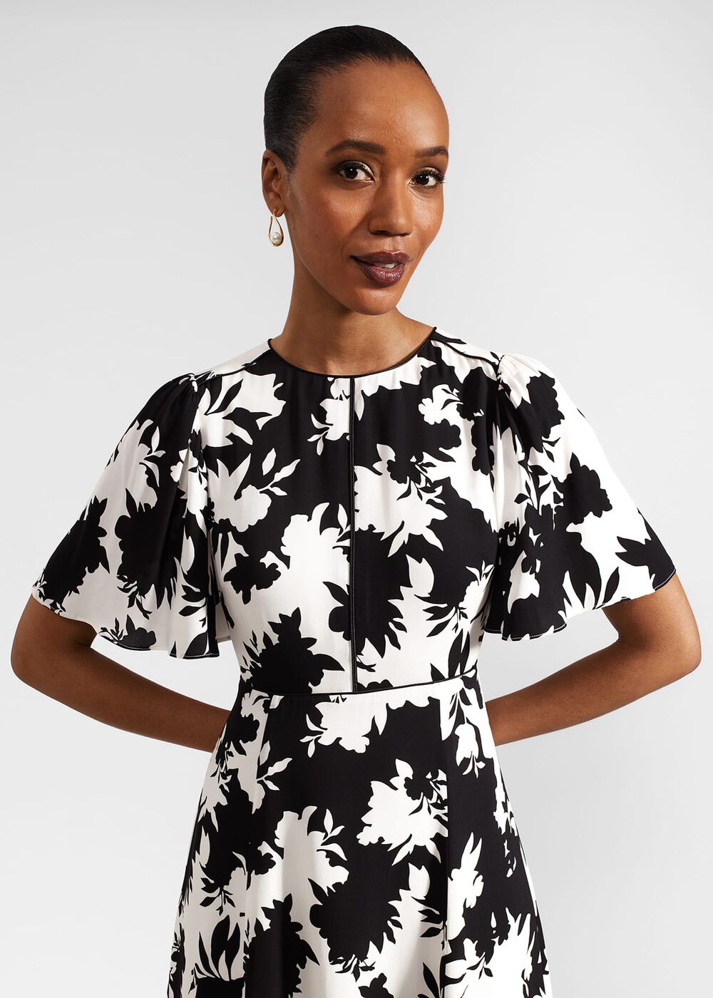 Petite Alva Dress, Ivory Black, hi-res
