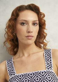 Kara Cotton Dress, Navy Ivory, hi-res