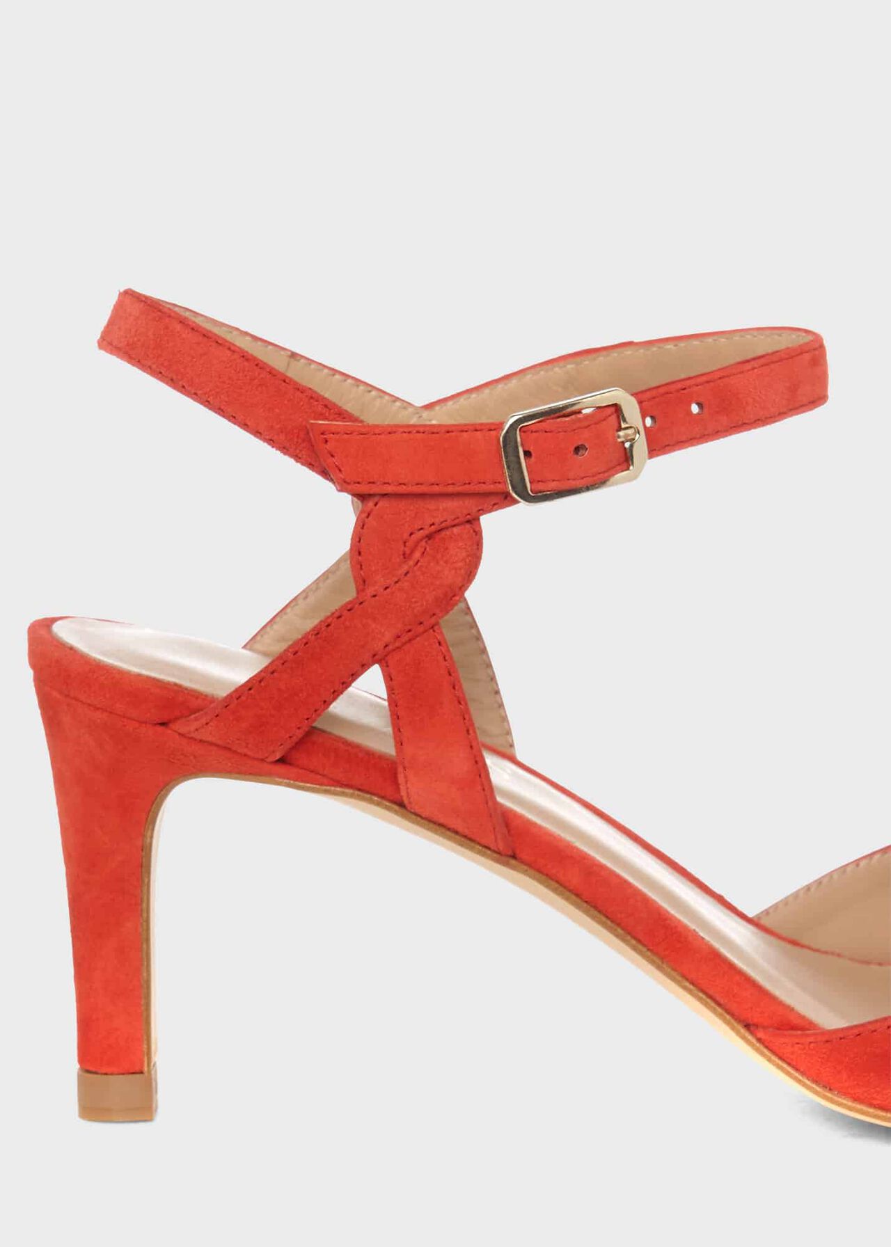 Leia Suede Heeled Sandals, Flame Red, hi-res