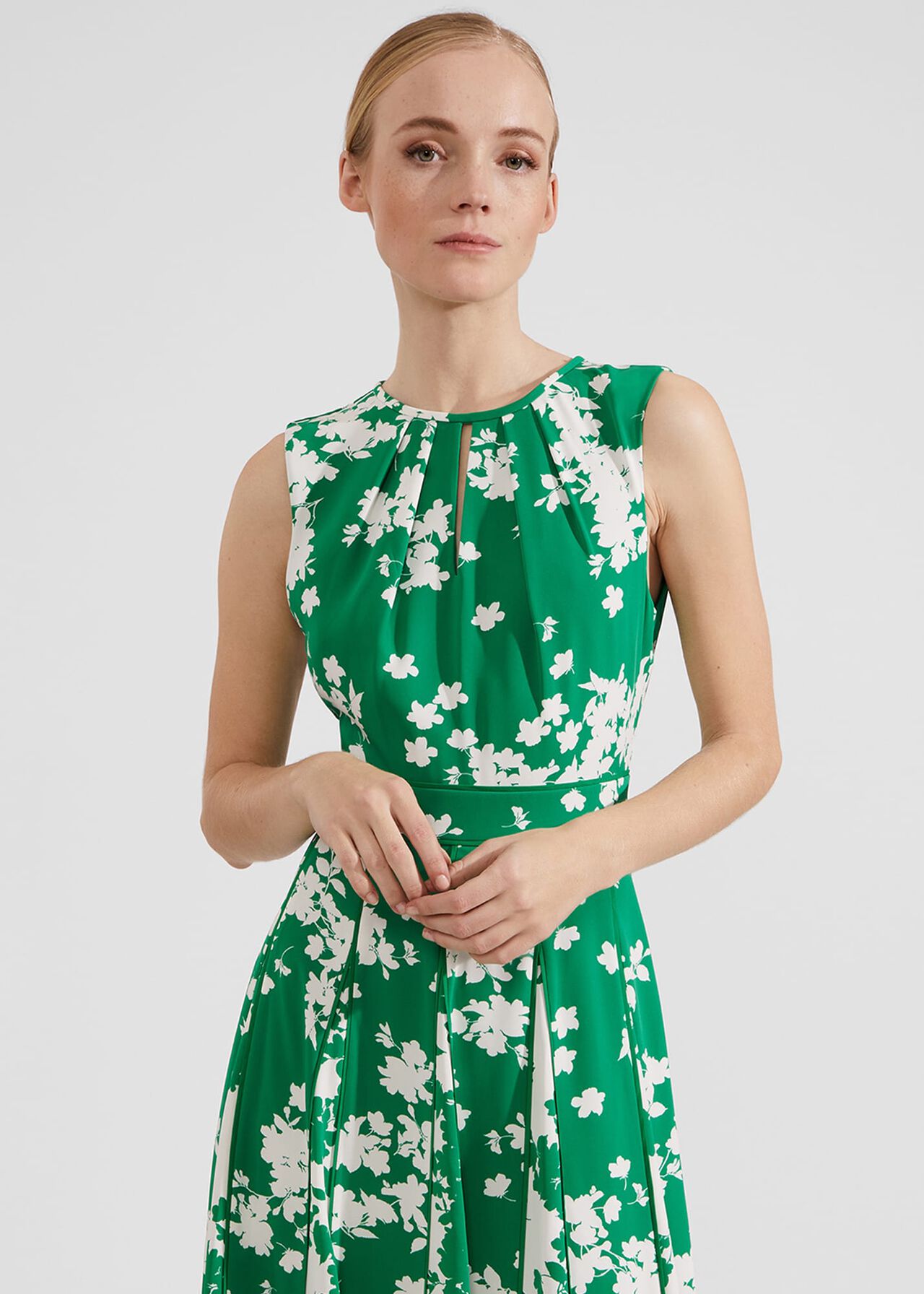 Petite Angelica Floral Midi Dress, Green Multi, hi-res