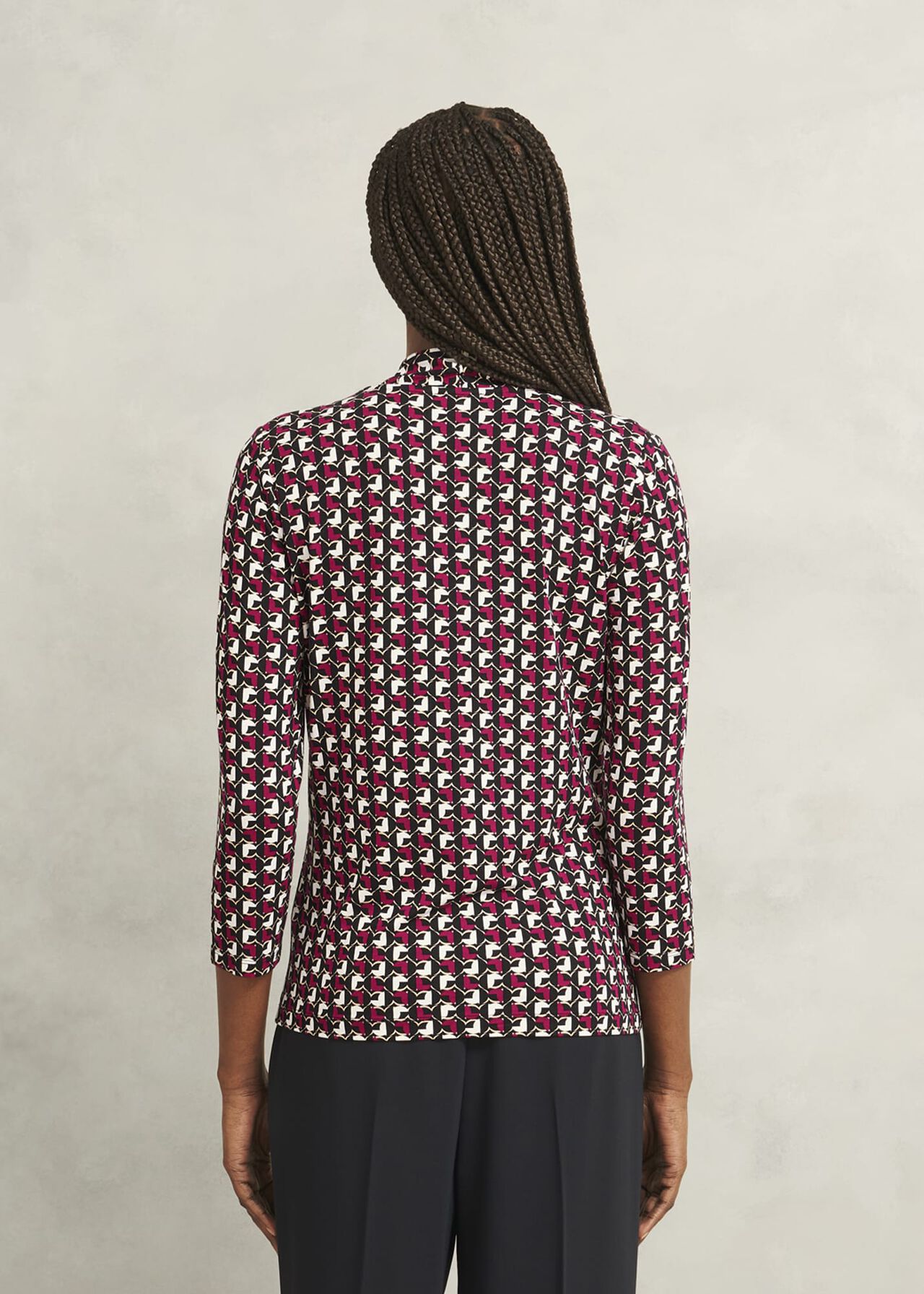 Aimee Printed Top, Pink Ivory, hi-res