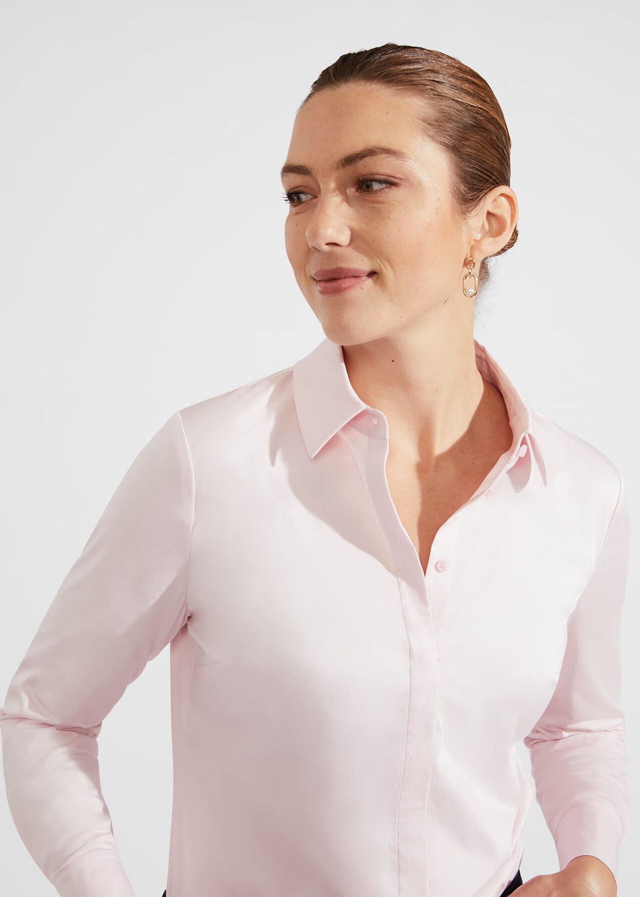 Victoria Cotton Blend Shirt, Pale Pink, hi-res