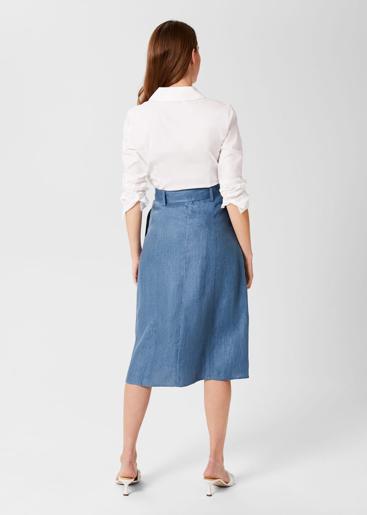 Justine Linen Skirt , Blue, hi-res