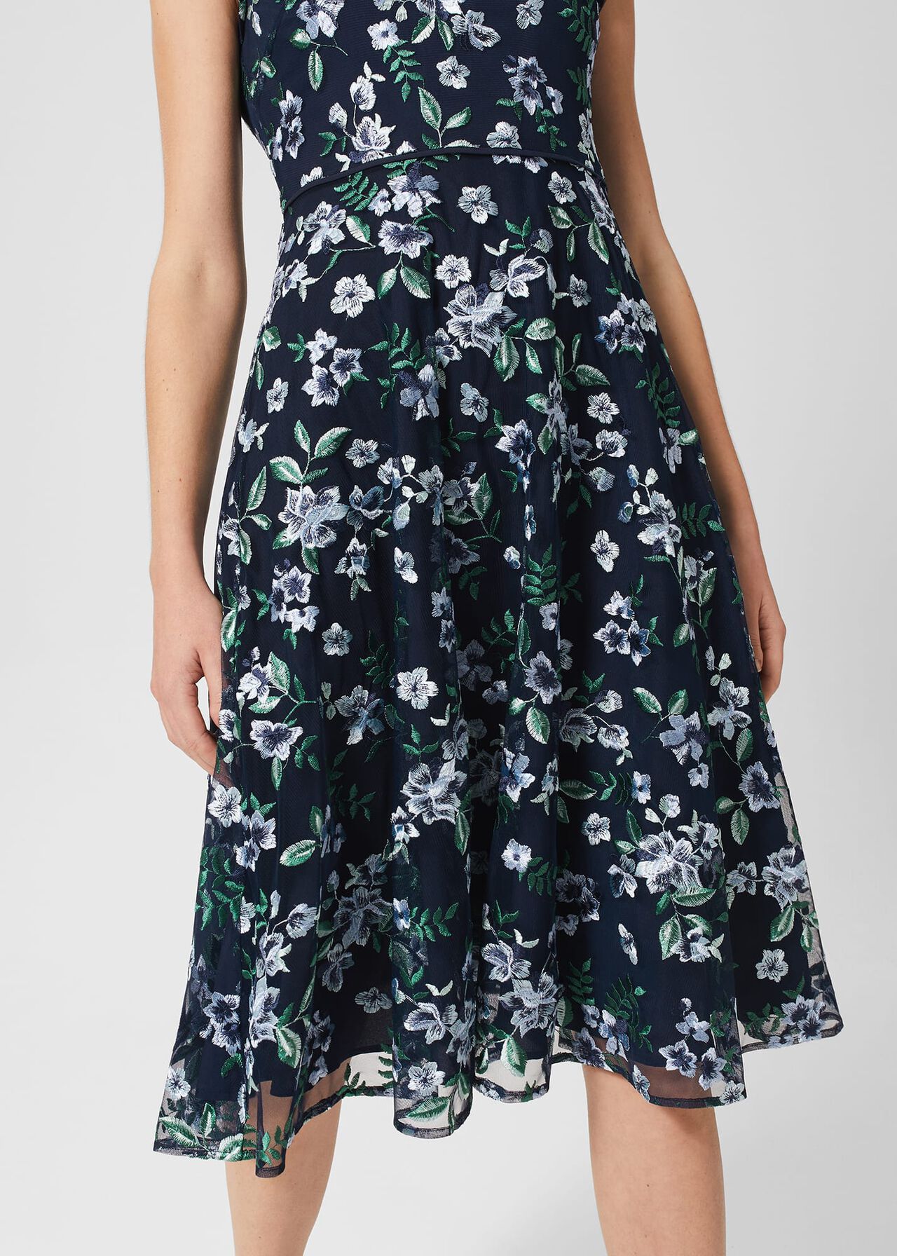 Petite Tia Embroidered Dress, Pale Blue Multi, hi-res