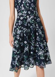 Petite Tia Embroidered Dress, Pale Blue Multi, hi-res
