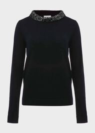 Esther Sequin Jumper With Cashmere, Forest Green, hi-res