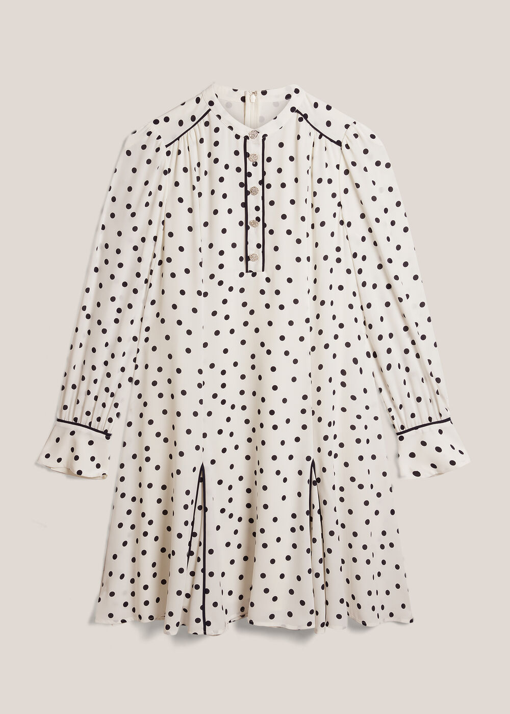 Ruth Polka Dot Dress, Ivory Midnight, hi-res