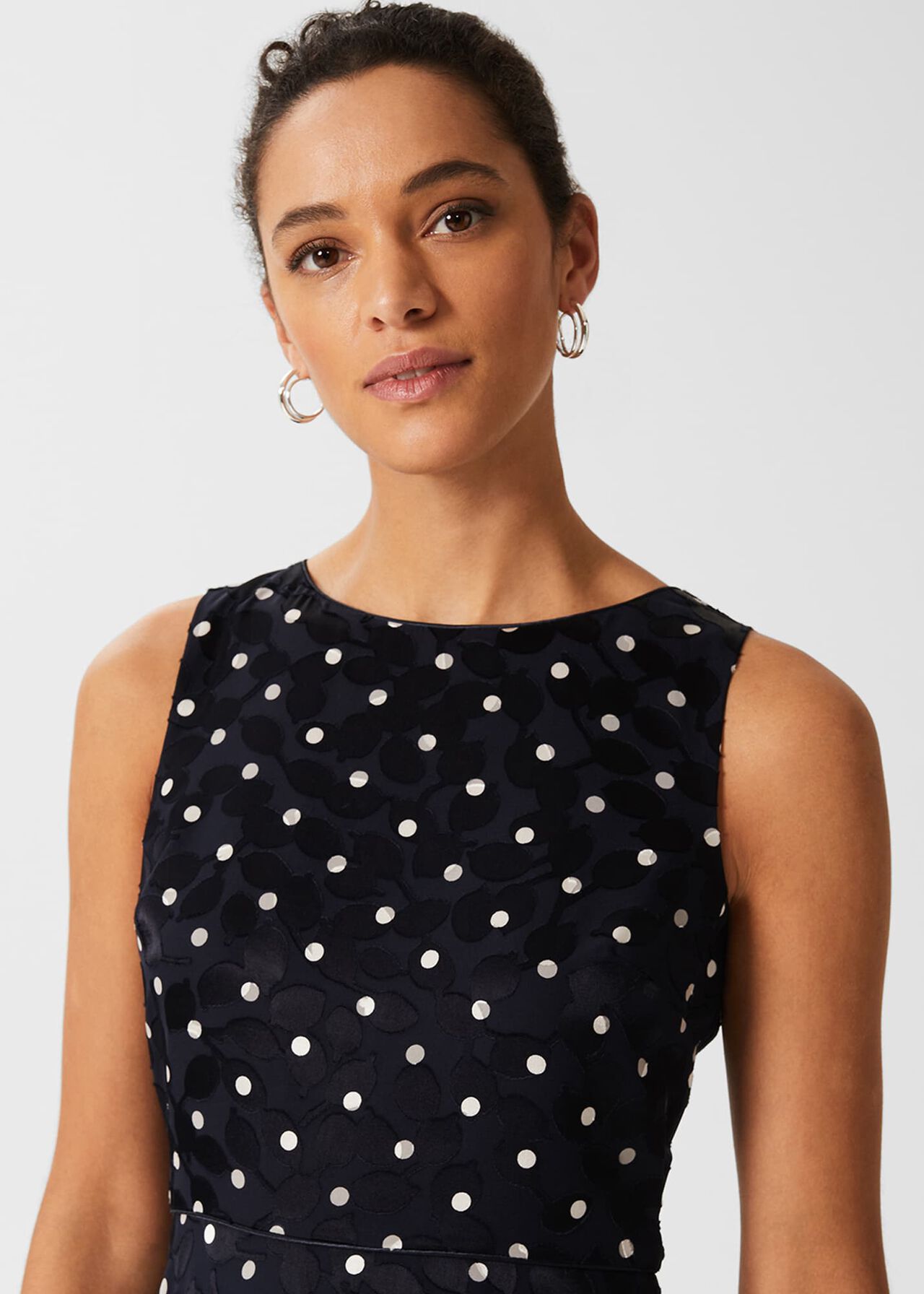 Adeline Spot Fit And Flare Dress, Navy Ivory, hi-res