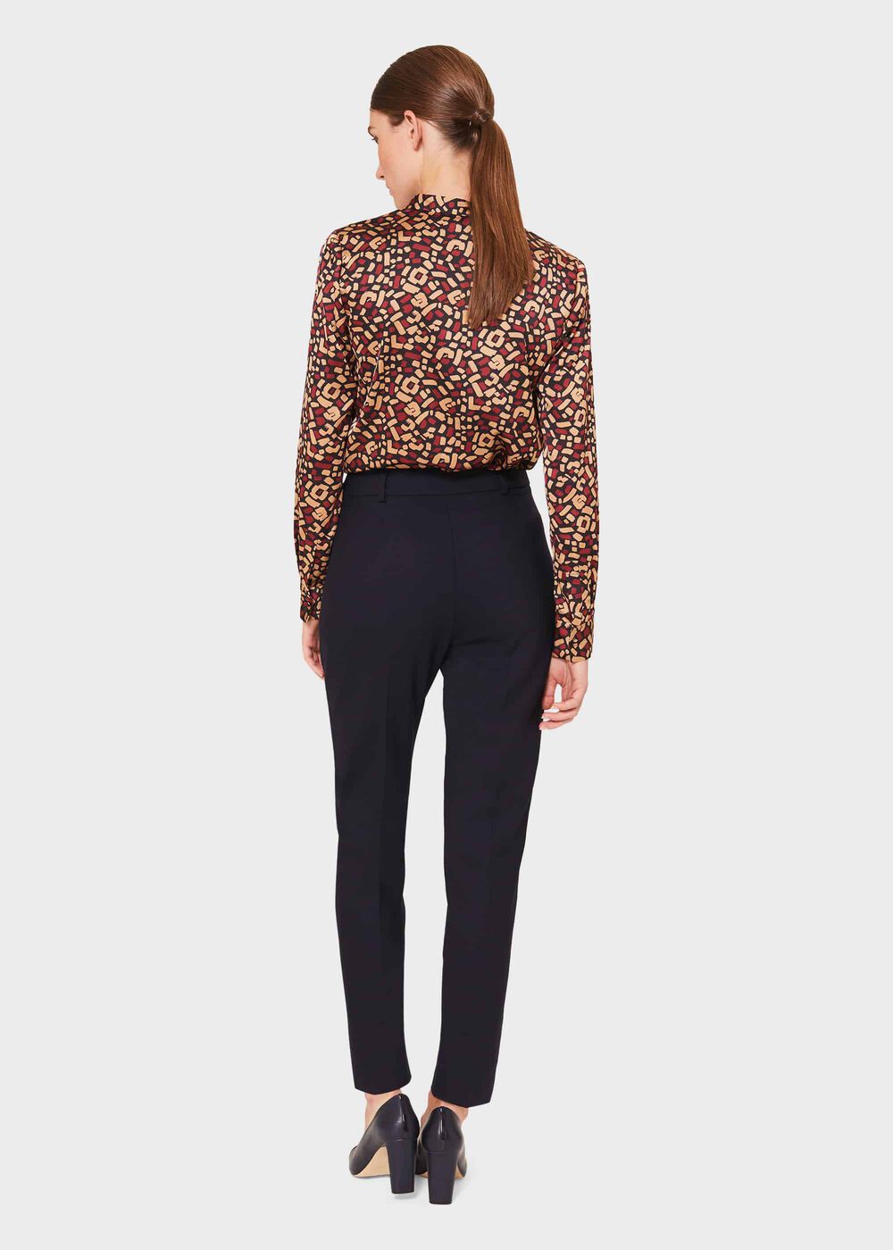 Petite Laurel Wool Blend Tapered trousers With Stretch, Navy, hi-res
