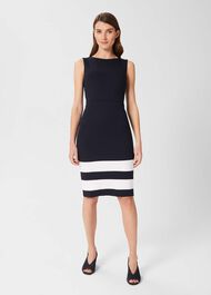 Betty Jersey Shift Dress, Navy Ivory, hi-res