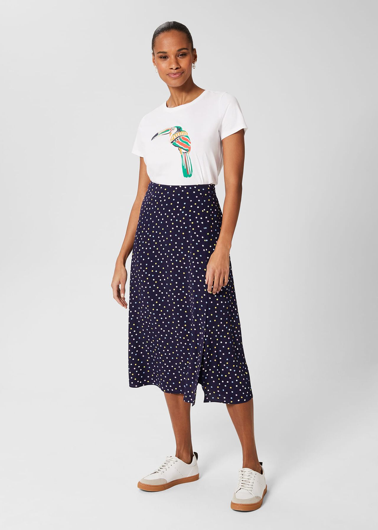 Annette Printed Midi Skirt , Navy Multi, hi-res