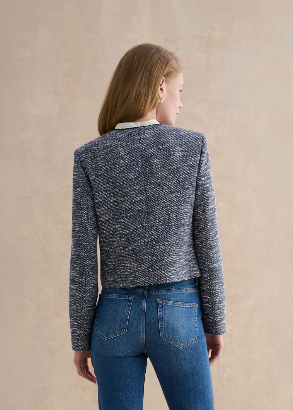Aleena Tweed Blazer , Navy White, hi-res
