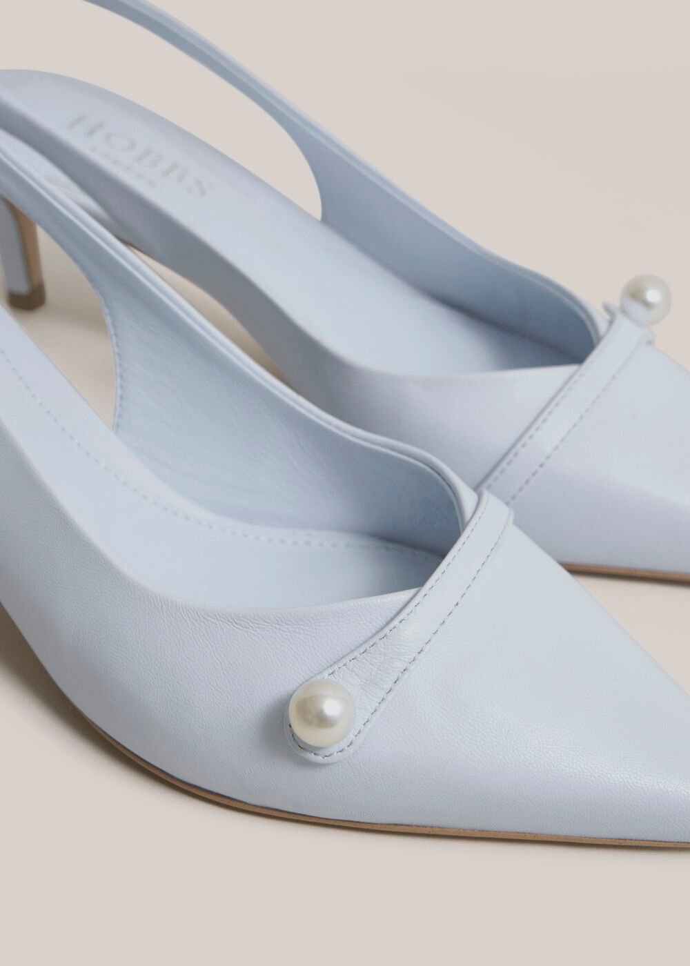 Serena Leather Slingbacks, Pale Blue, hi-res