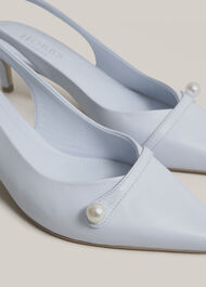 Serena Leather Slingbacks, Pale Blue, hi-res