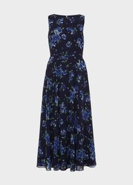 Petite Carly Floral Midi Dress , Navy Blue, hi-res