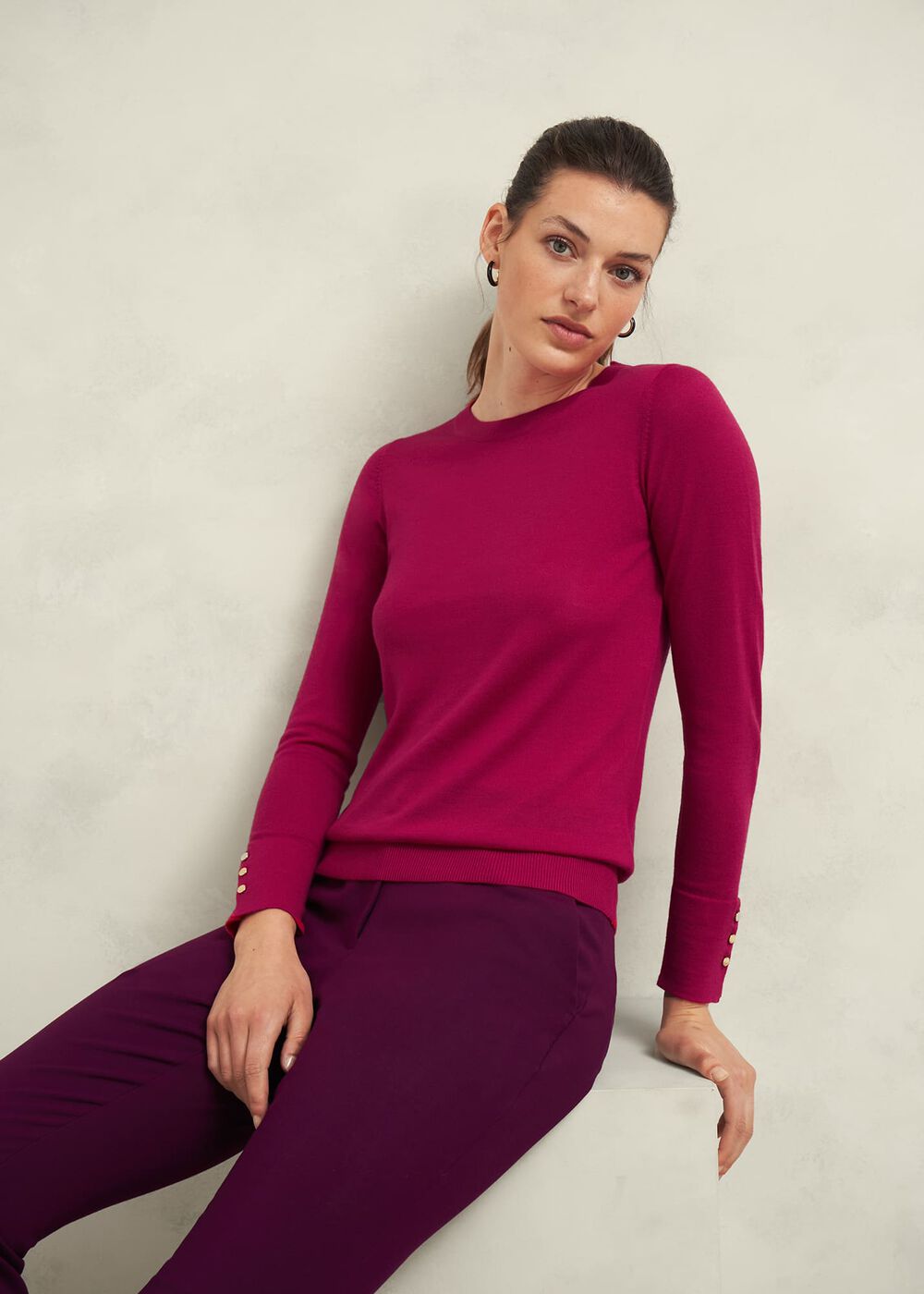 Penny Merino Wool Sweater, Cranberry Pink, hi-res