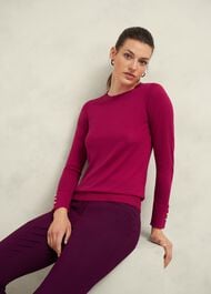 Penny Merino Wool Sweater, Cranberry Pink, hi-res