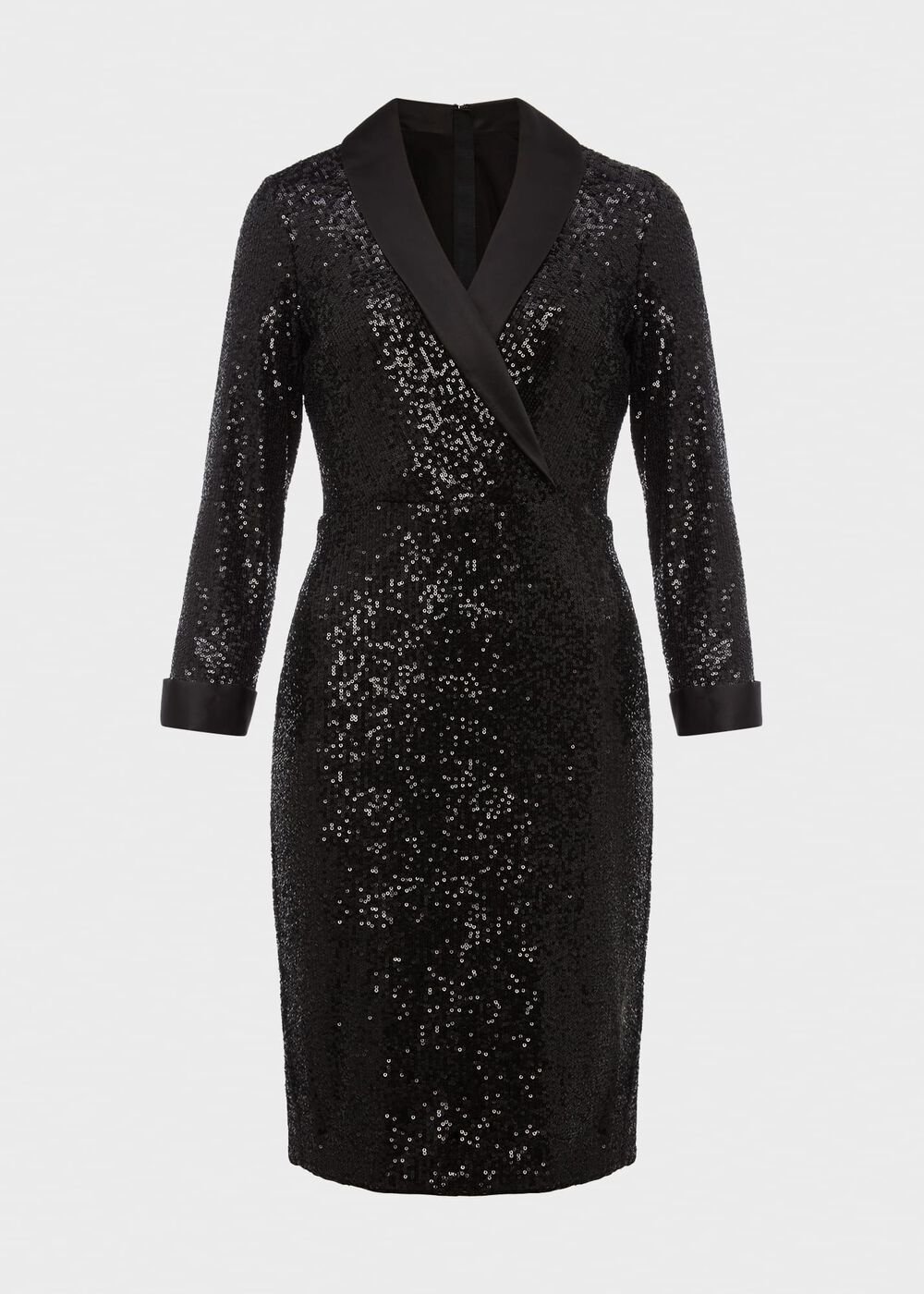 Carys Sequin Tux Dress, Black, hi-res