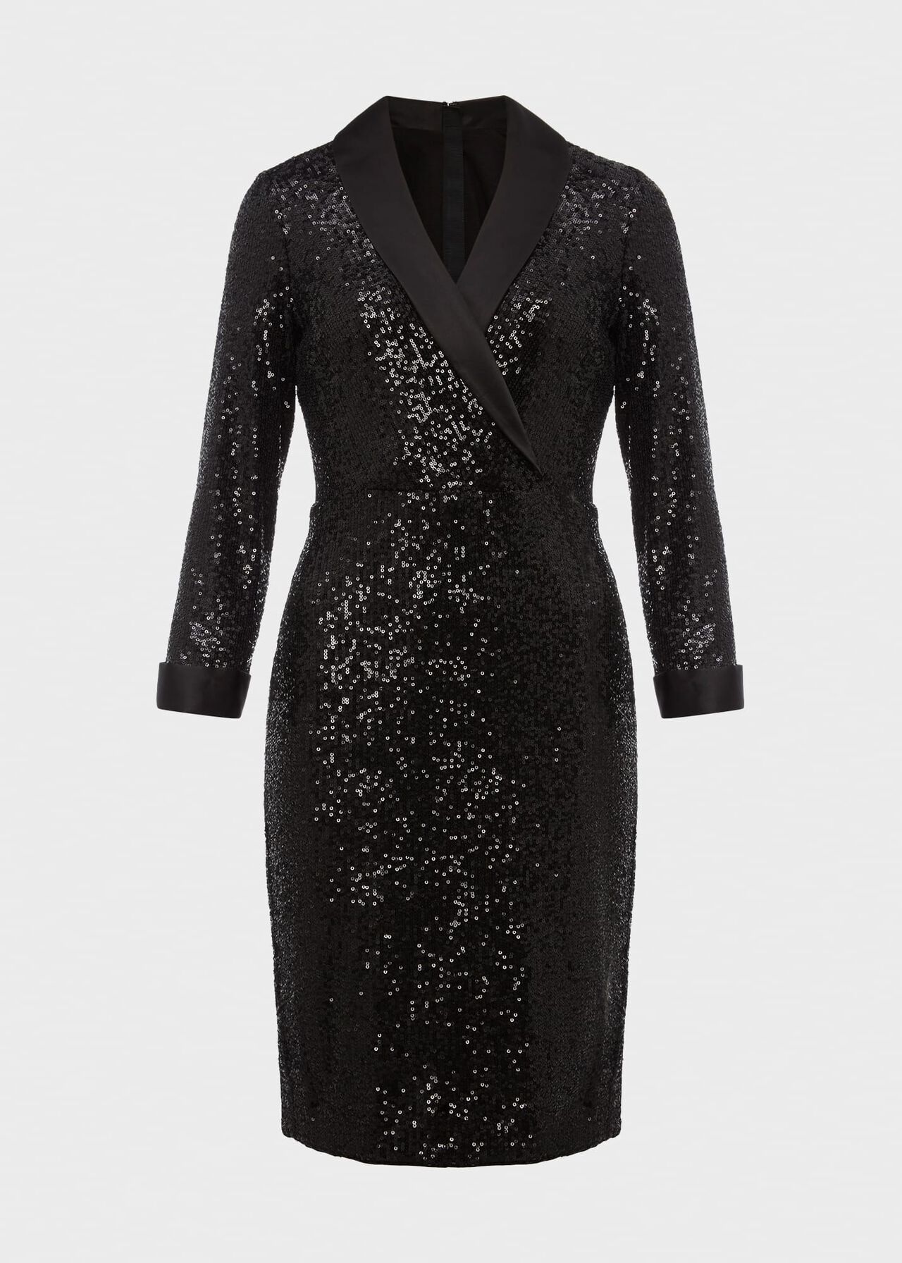 Carys Sequin Tux Dress, Black, hi-res