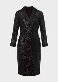 Carys Sequin Tux Dress, Black, hi-res