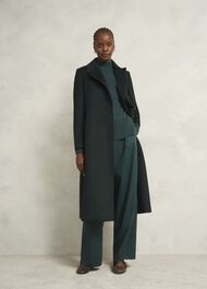 Dark Green Lorraine Wool Blend Turtle Neck Knitted Sweater, Ponderosa Green, hi-res
