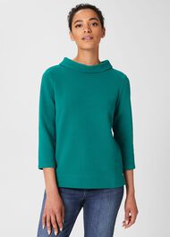 Betsy Textured Top With Cotton , Ocean Green, hi-res