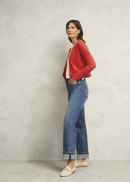Michelle Cotton Blend Cardigan, Scarlet Red, hi-res