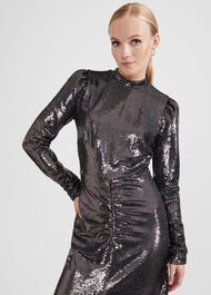 Loretta Sequin Dress, Charcoal Grey, hi-res