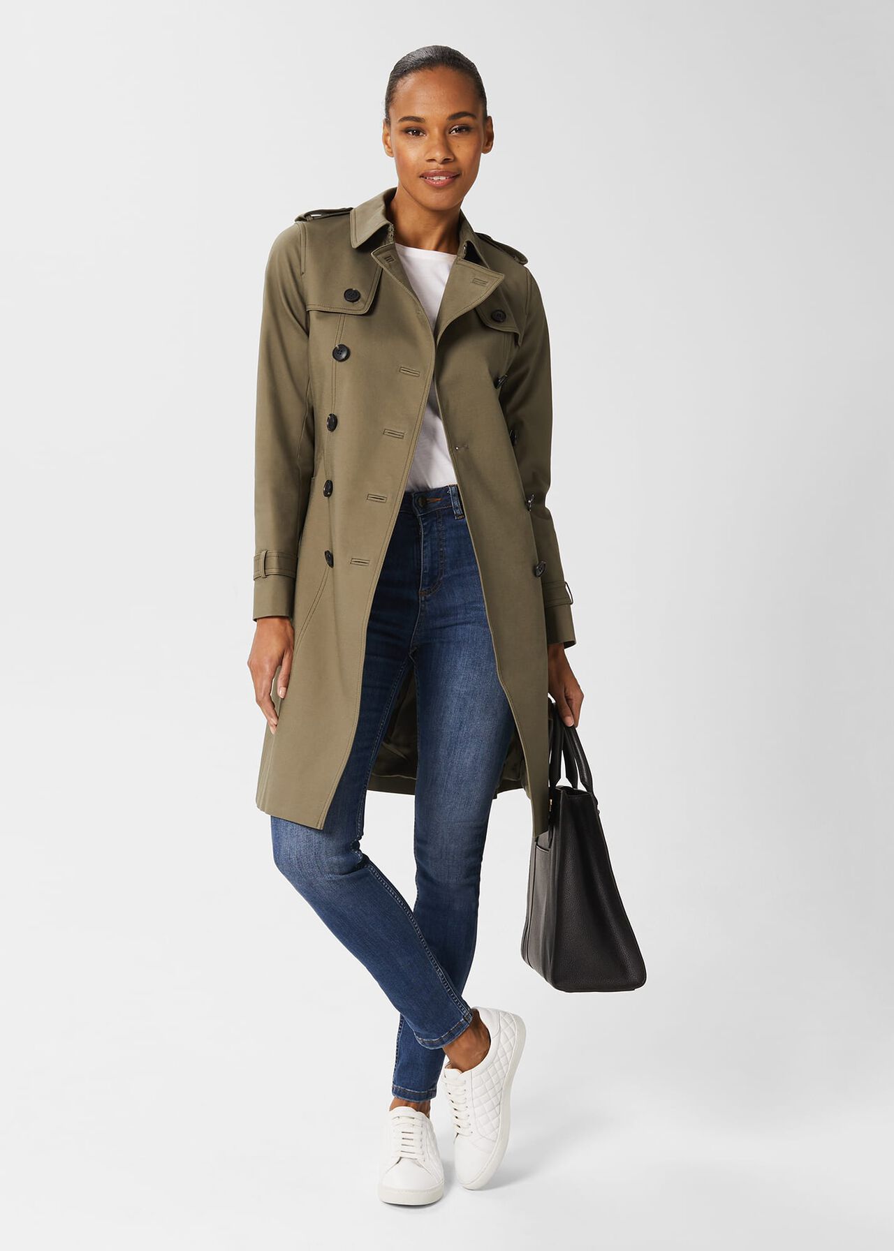 Saskia Water Resistant Trench Coat, Olive Green, hi-res