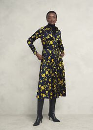 Amelia Shirt Dress, Navy Yellow, hi-res