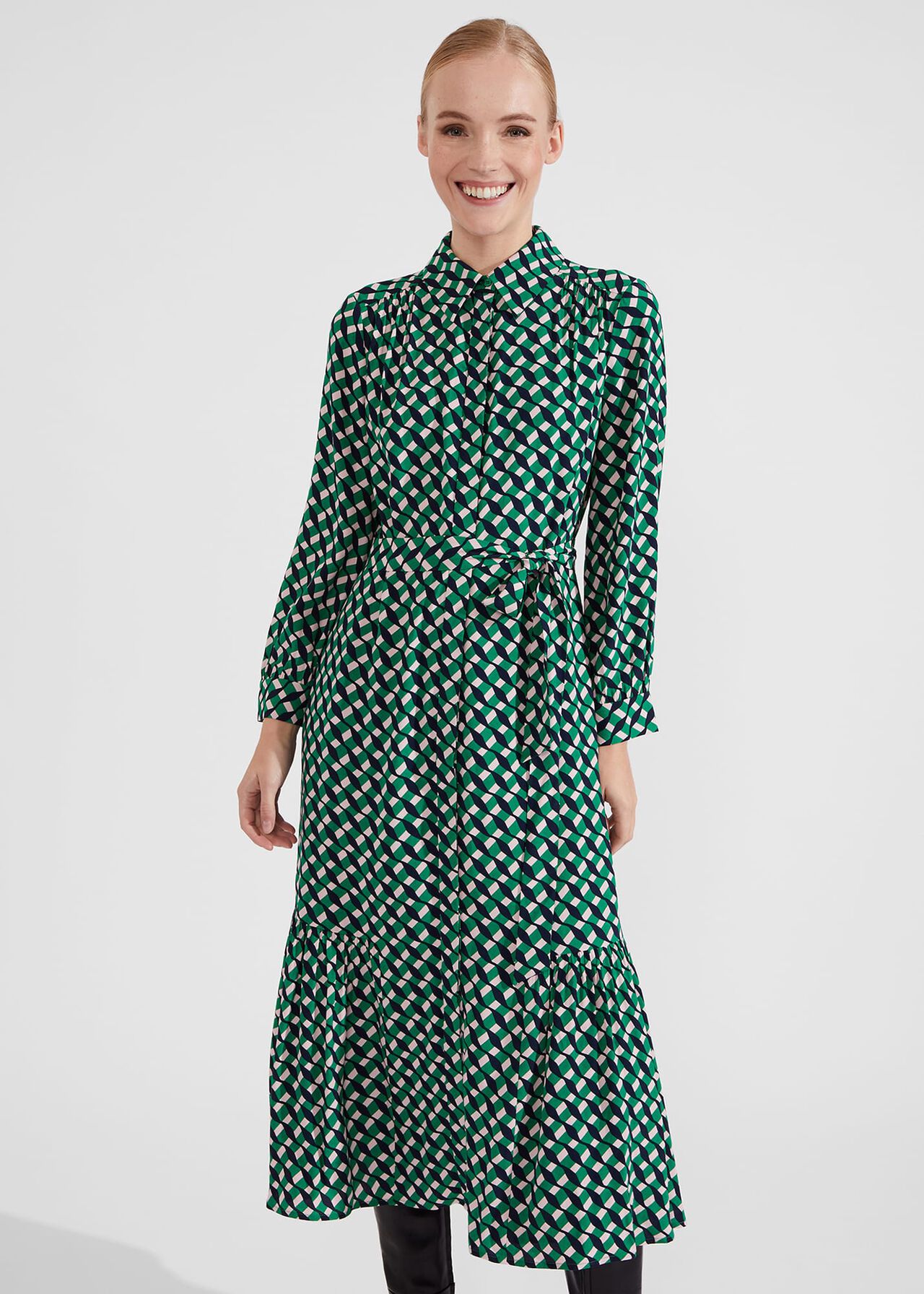 Emberly Shirt Dress, Green Multi, hi-res