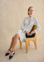 Ruth Polka Dot Dress, Ivory Midnight, hi-res
