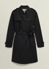 Petite Skylar Shower Resistant Trench Coat, Black, hi-res