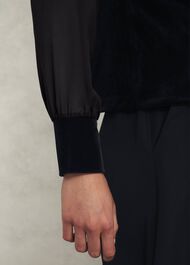 Aimee Velvet Top, Black, hi-res