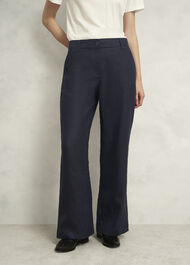 Petite Lynn Linen Trousers, Navy, hi-res