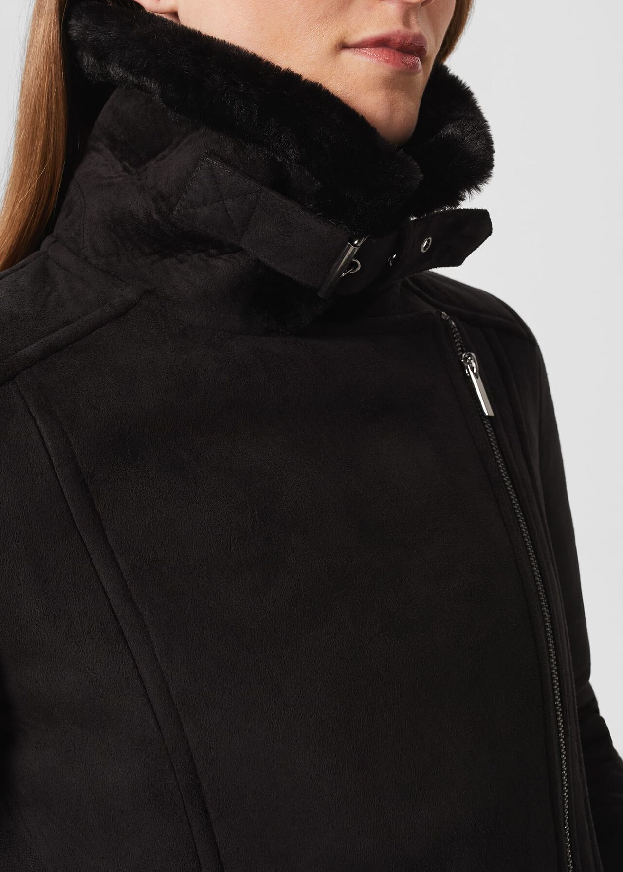 Alana Fur Jacket, Black, hi-res