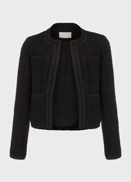 Estella Square Neck Tweed Jacket, Black, hi-res