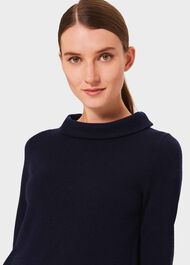 Audrey Wool Cashmere Sweater, Midnight Navy, hi-res