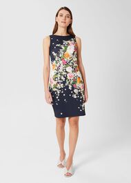 Moira Floral Shift Dress, Navy Pink, hi-res