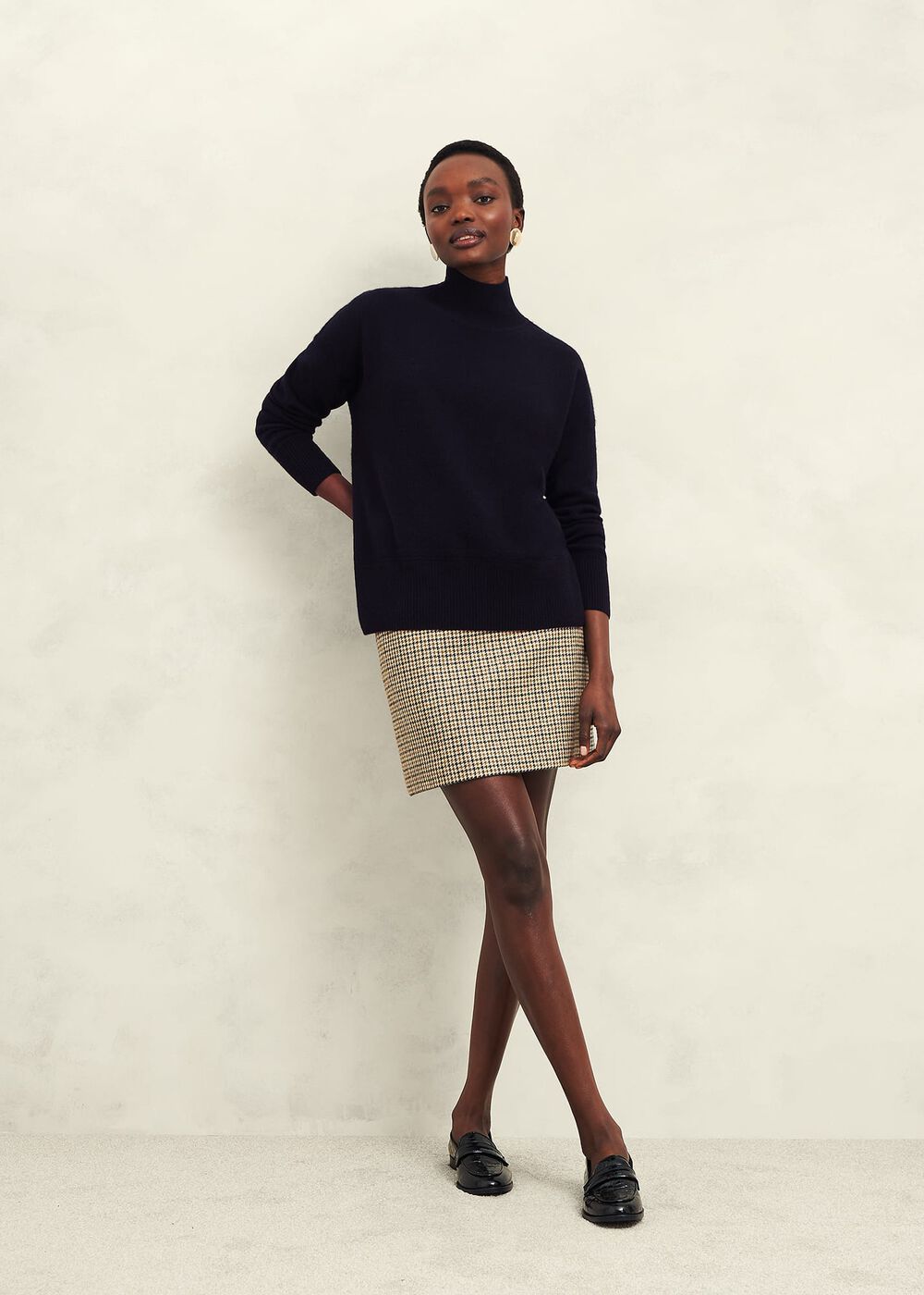 Marlena Cashmere Funnel Neck Sweater, Hobbs Navy, hi-res