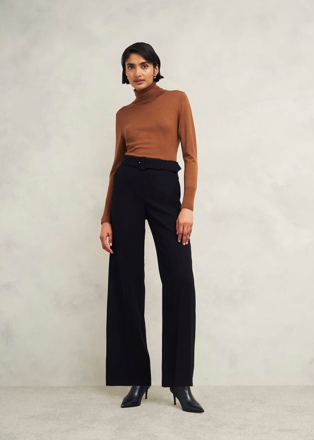 Petite Drew Wide Trousers, Black, hi-res