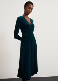 Clifton Velvet Dress, Deep Turquoise, hi-res