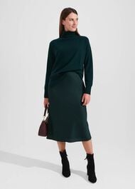 Jas Satin Skirt, Hawthorn Green, hi-res