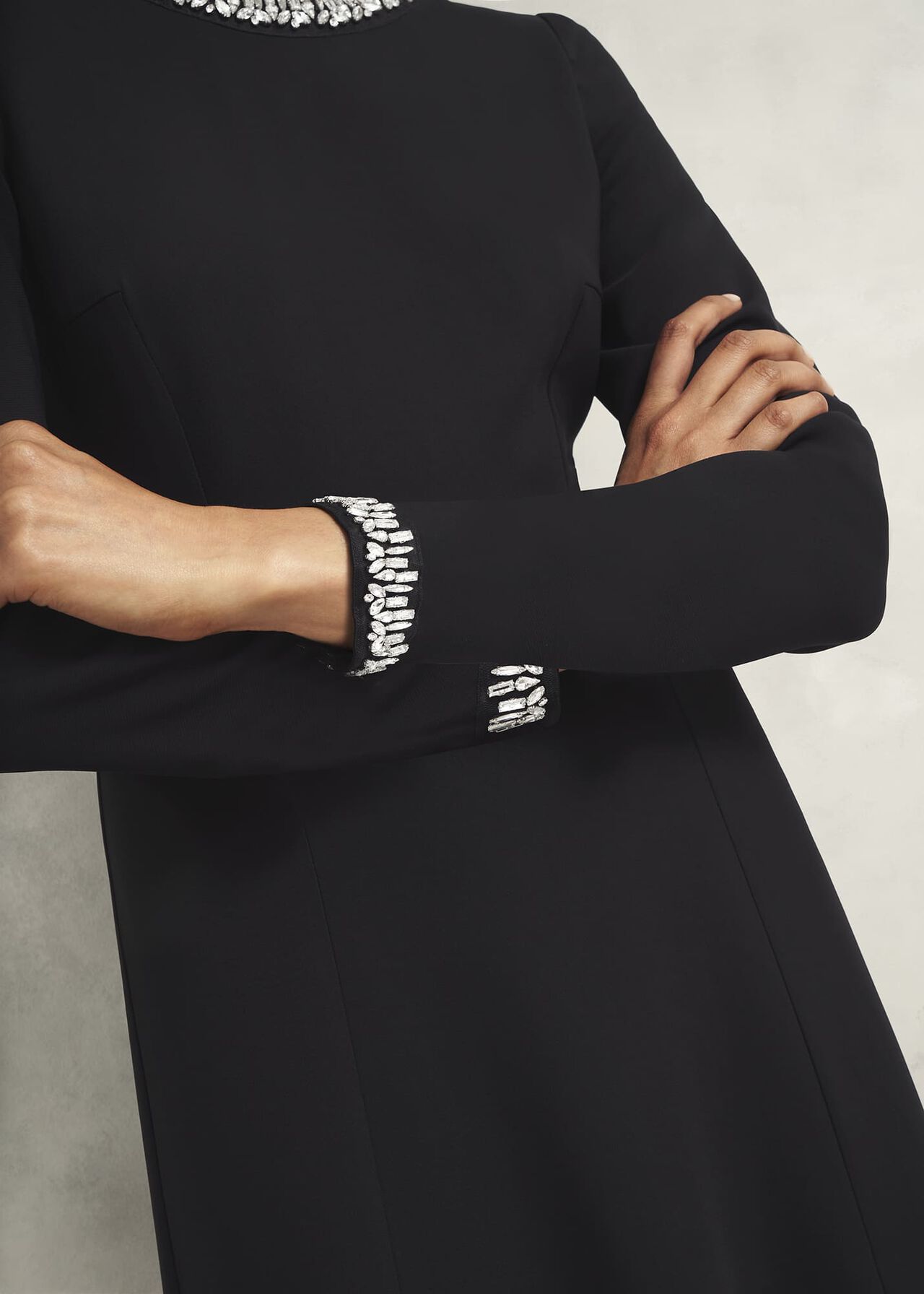 Eugenie Trim Detail Dress, Hobbs Black, hi-res