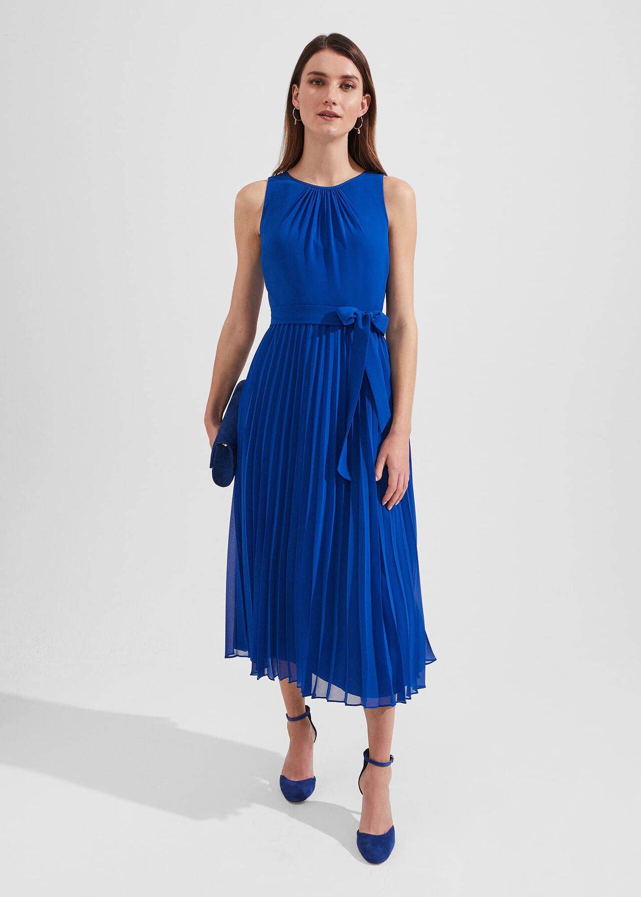 Blythe Pleated Midi Dress, Lapis Blue, hi-res