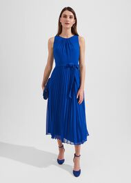 Blythe Pleated Midi Dress, Lapis Blue, hi-res