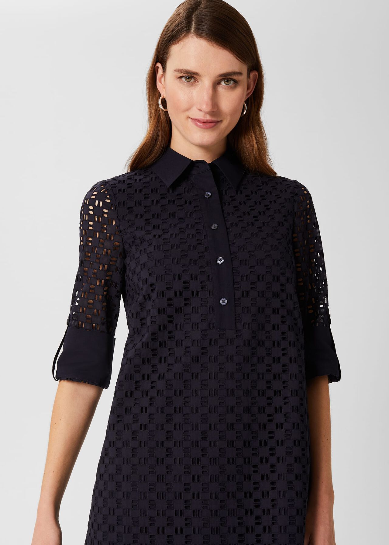 Marciella Broderie Dress, Navy, hi-res